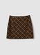 Brown stretch viscose checked skirt_6