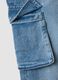 Light blue pure cotton denim cargo jeans, relaxed fit for girls_1