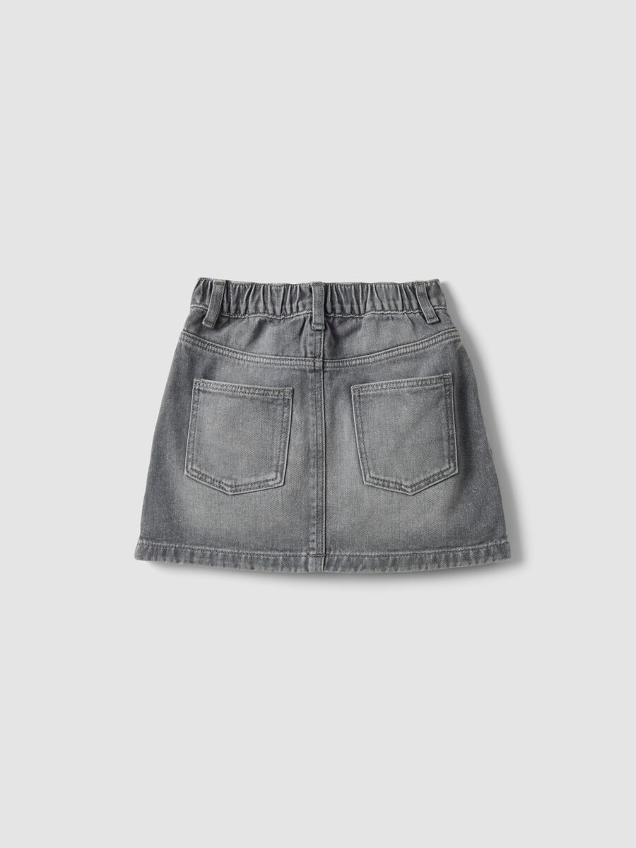 Grey pure cotton skirt with heart rhinestones for girls_1