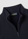Felpa blu in misto cotone con girocollo e zip regular fit_1