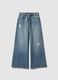 Wide leg blue cotton jeans with rips_4