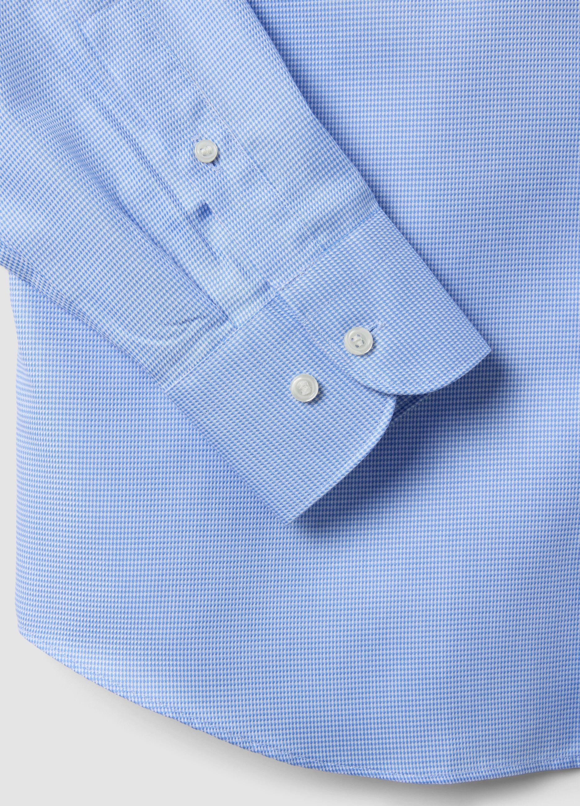 Light blue pure cotton shirt with French collar, easy-iron, regular fit