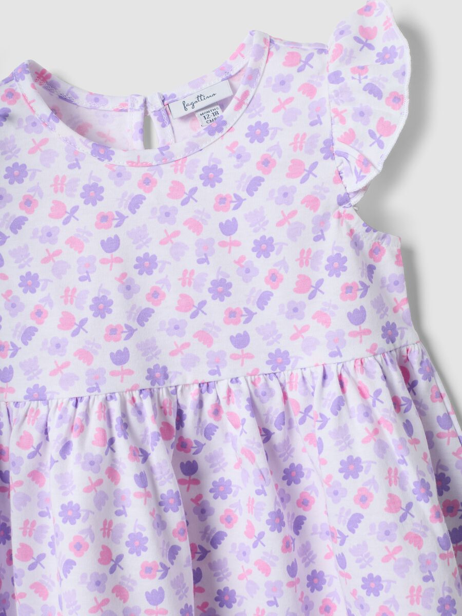 Purple pure cotton mini dress with floral print_2