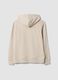 Beige cotton-blend sweatshirt with crew neck and hood_2