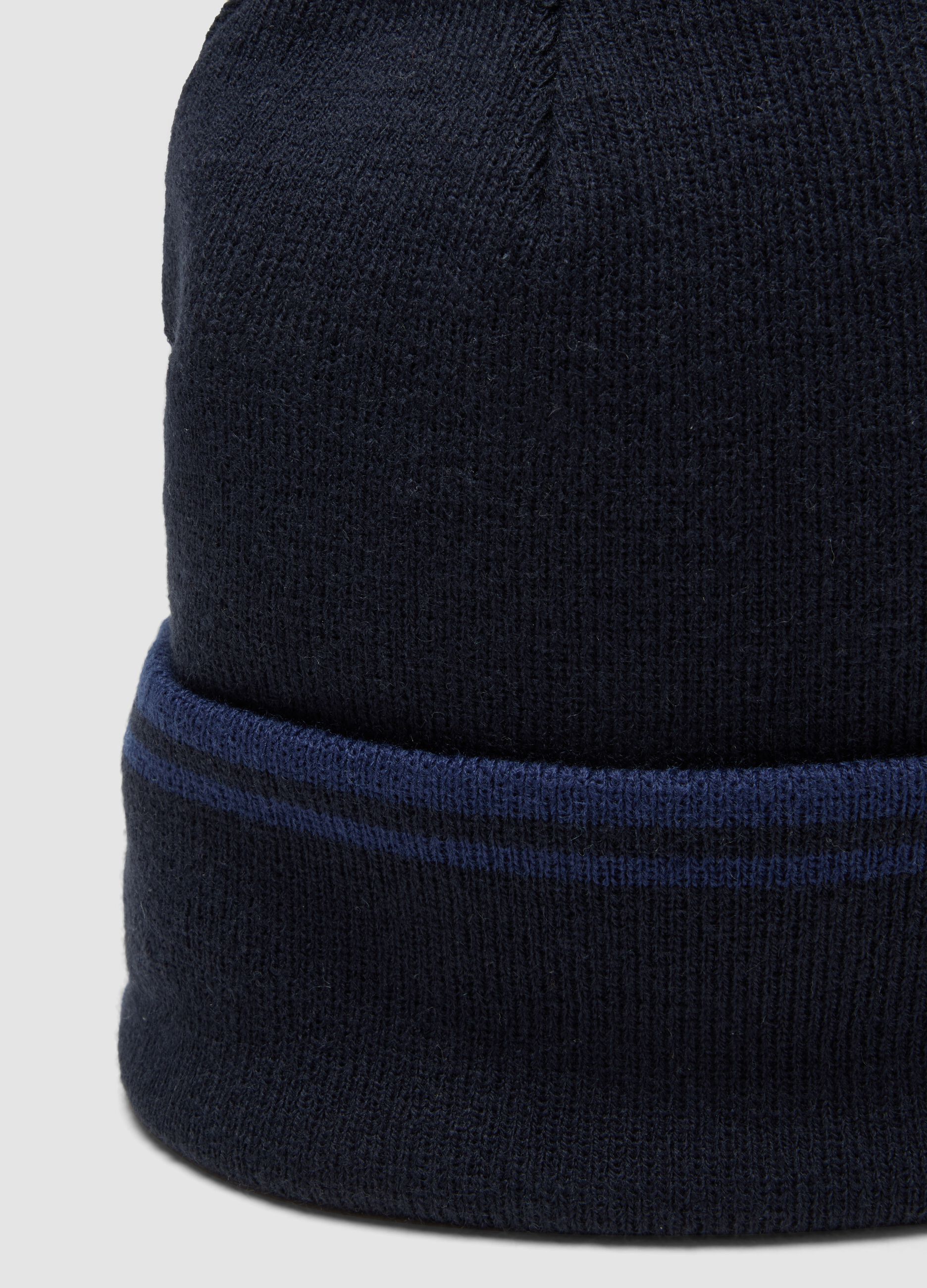 Blue beanie with turn-up