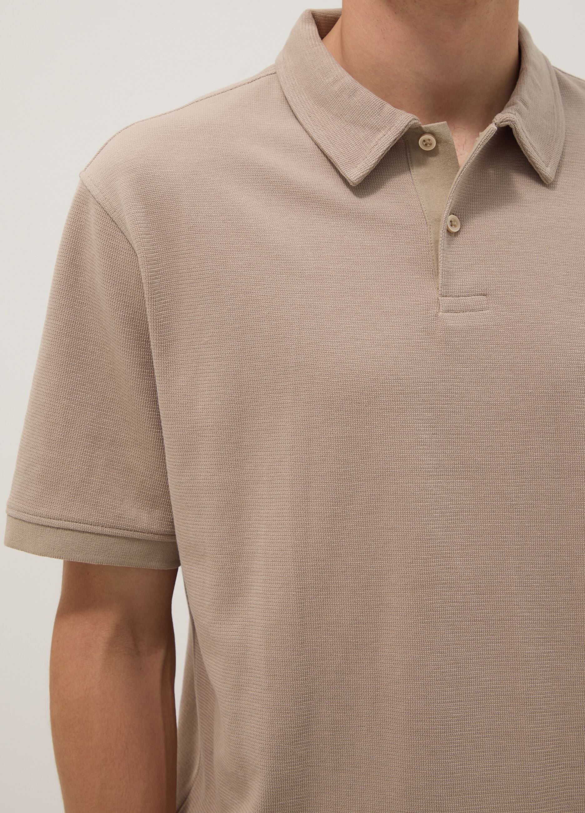 Beige Stretch Cotton Polo Regular Fit