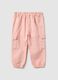 Girls' baggy cargo trousers in pure pink cotton_1