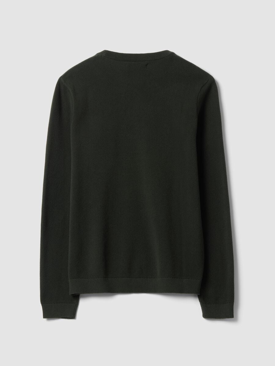 Green pure cotton crew-neck jumper, regular fit_6