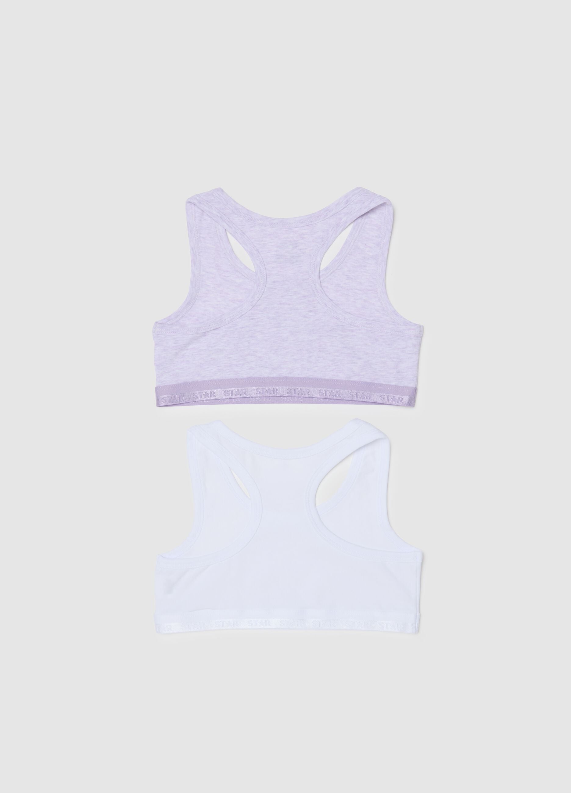 Girls' multicolour stretch cotton sports bras twin pack