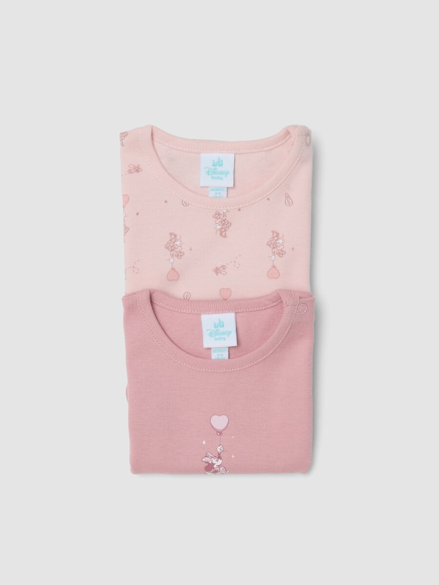 2-pack pink organic cotton Minnie print bodysuits for baby girl_2
