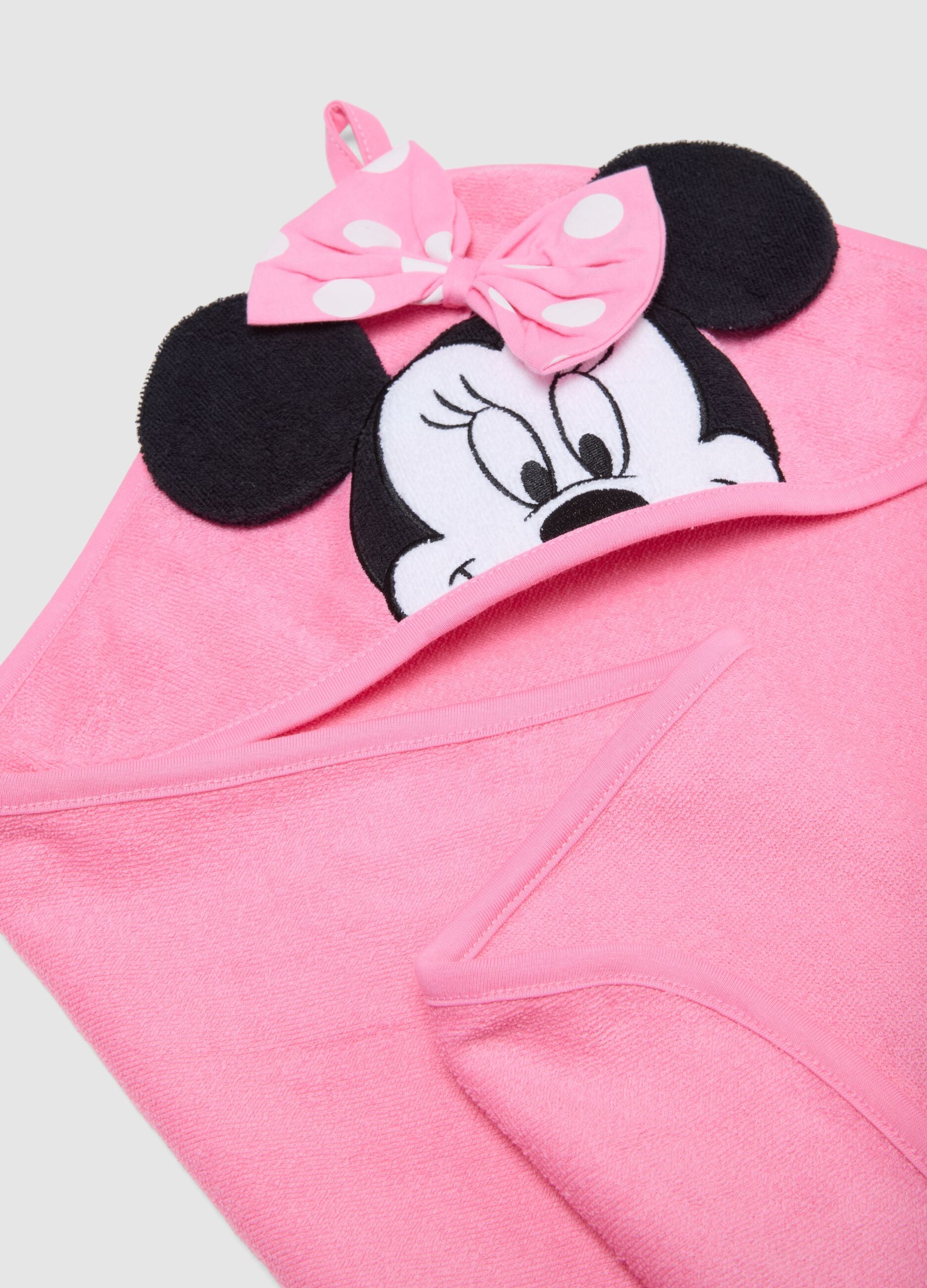 Accappatoio in misto cotone rosa da neonata a forma di Minnie
