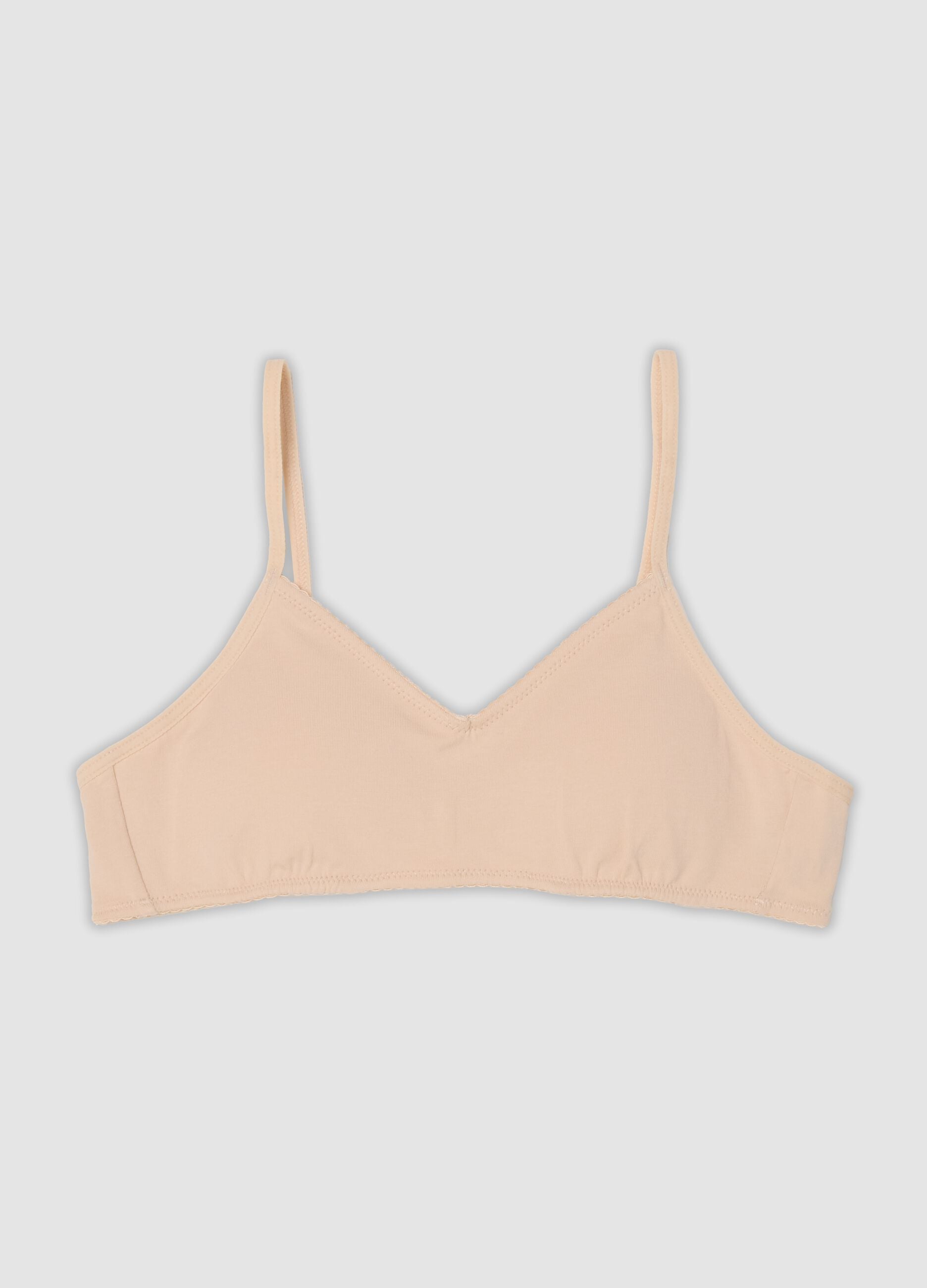 Beige stretch organic cotton bra for girls