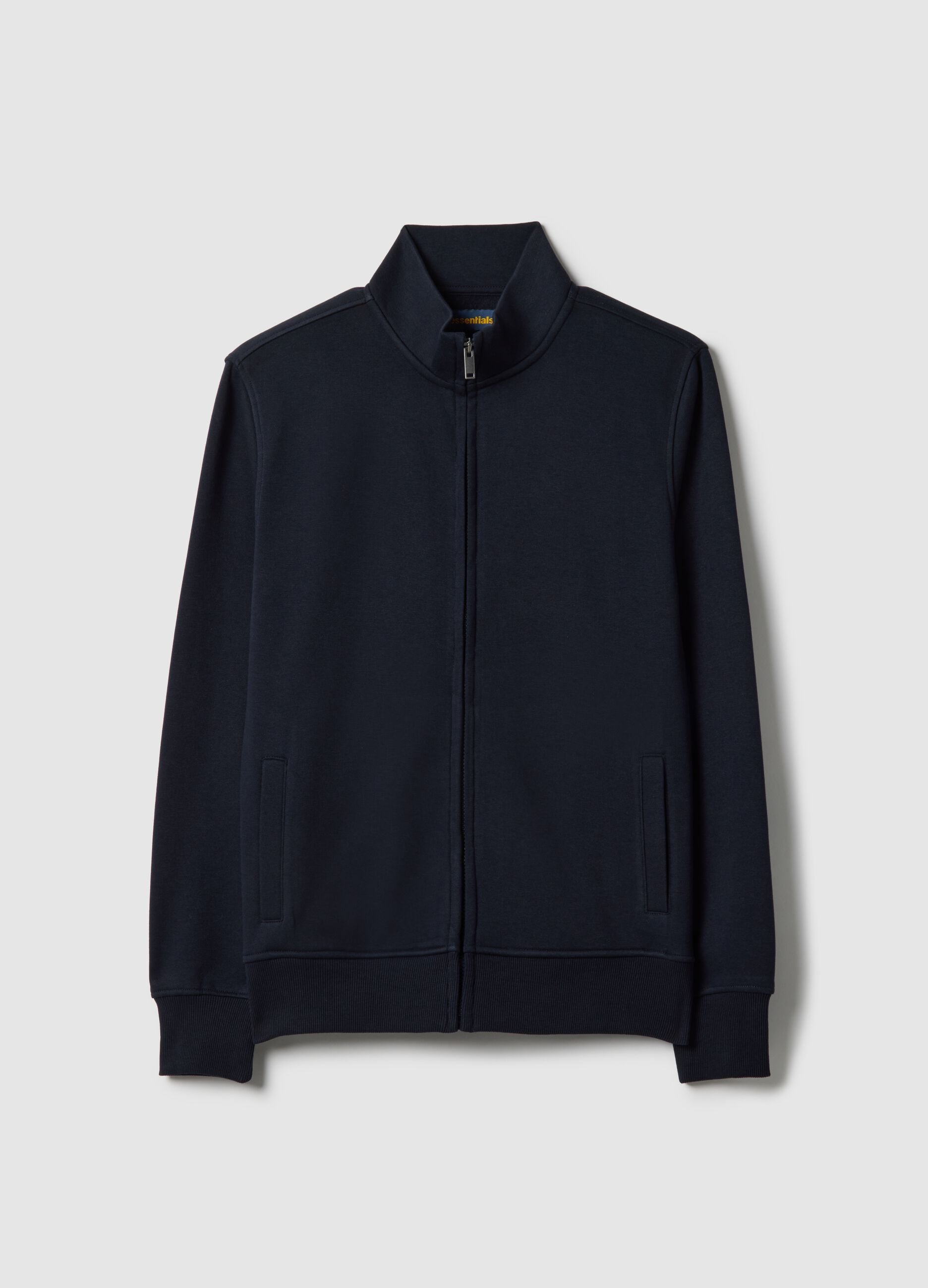 Blue cotton-blend sweatshirt regular fit with full zip