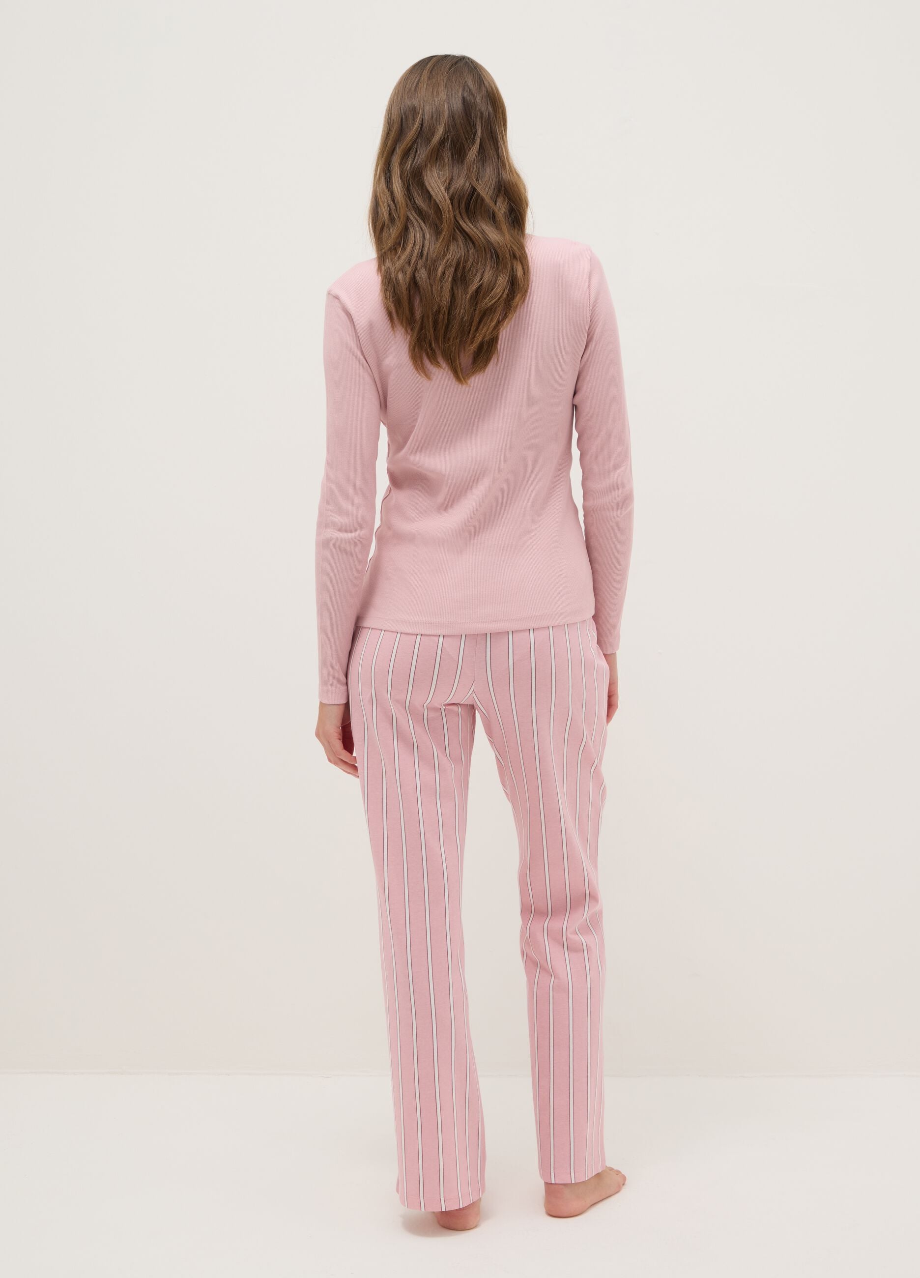 Pink striped pyjamas in pure cotton regular fit