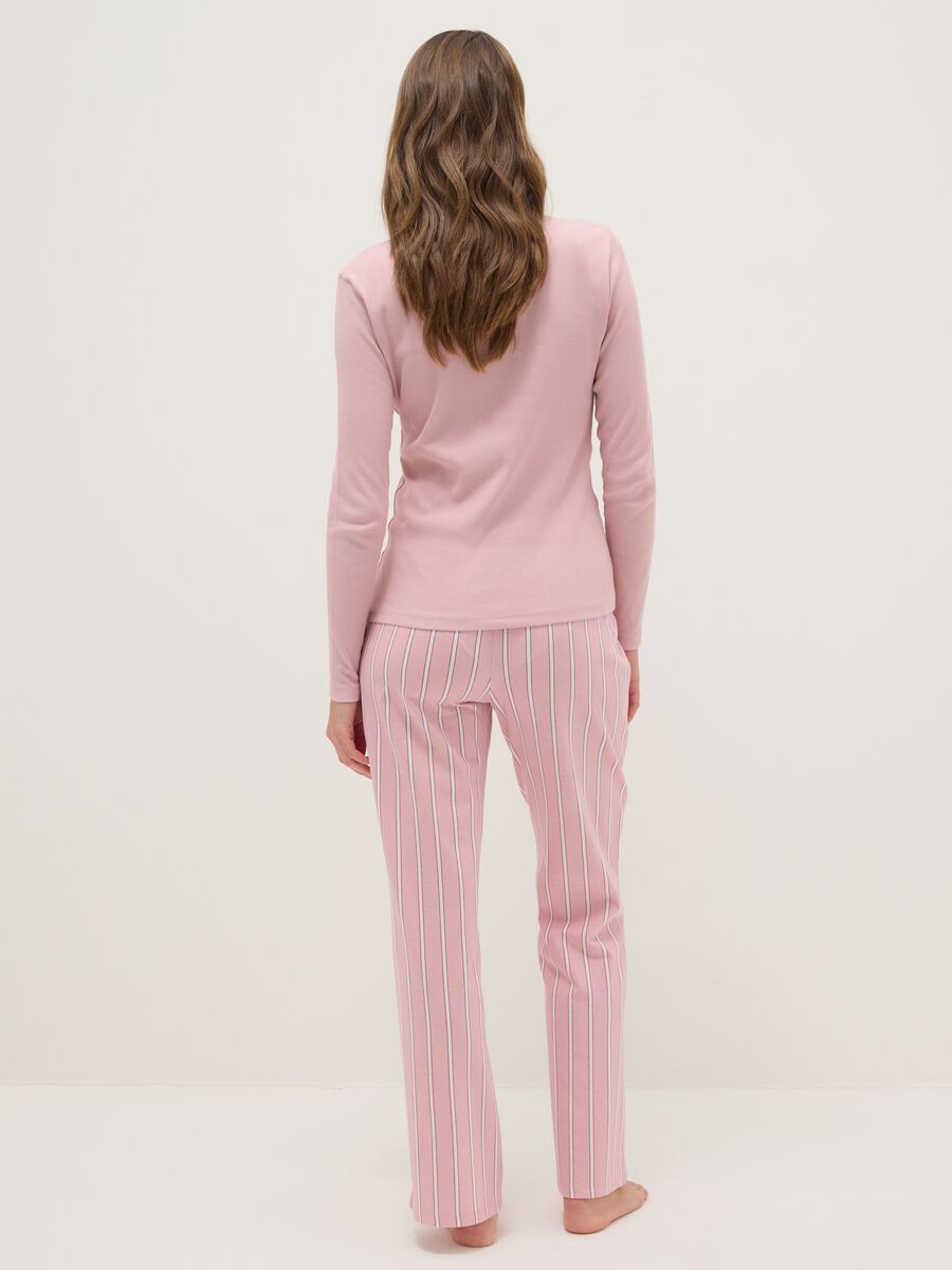 Pigiama rosa a righe in puro cotone regular fit_2