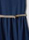 Blue midi dress in pure lyocell with braided belt_5