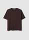 Brown crew-neck T-shirt in stretch cotton-modal blend, regular fit_4