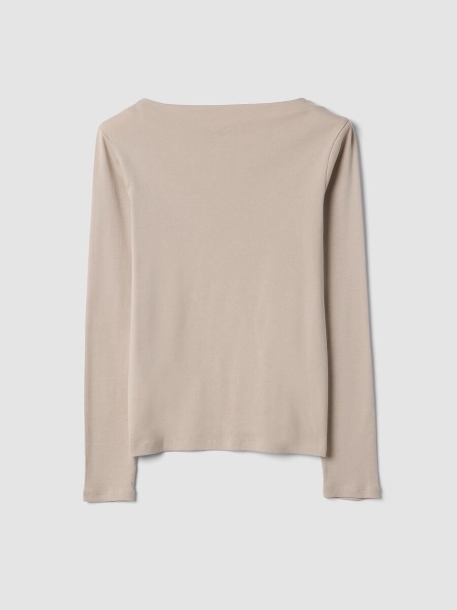 Beige pure cotton crew-neck T-shirt_6