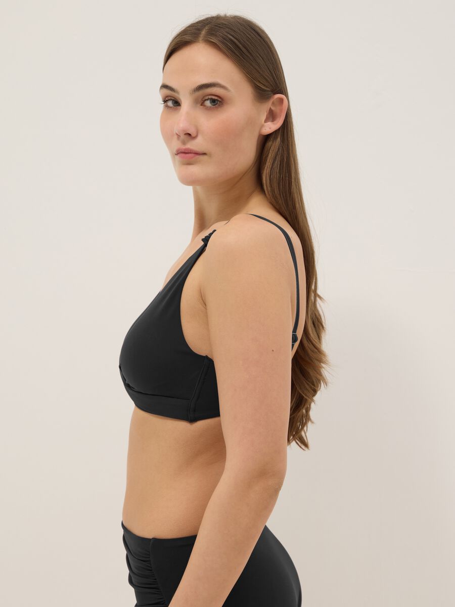 Black triangle bikini top in stretchy shaping fabric_3