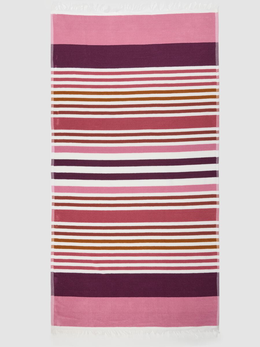 Pink pure cotton striped beach towel_1