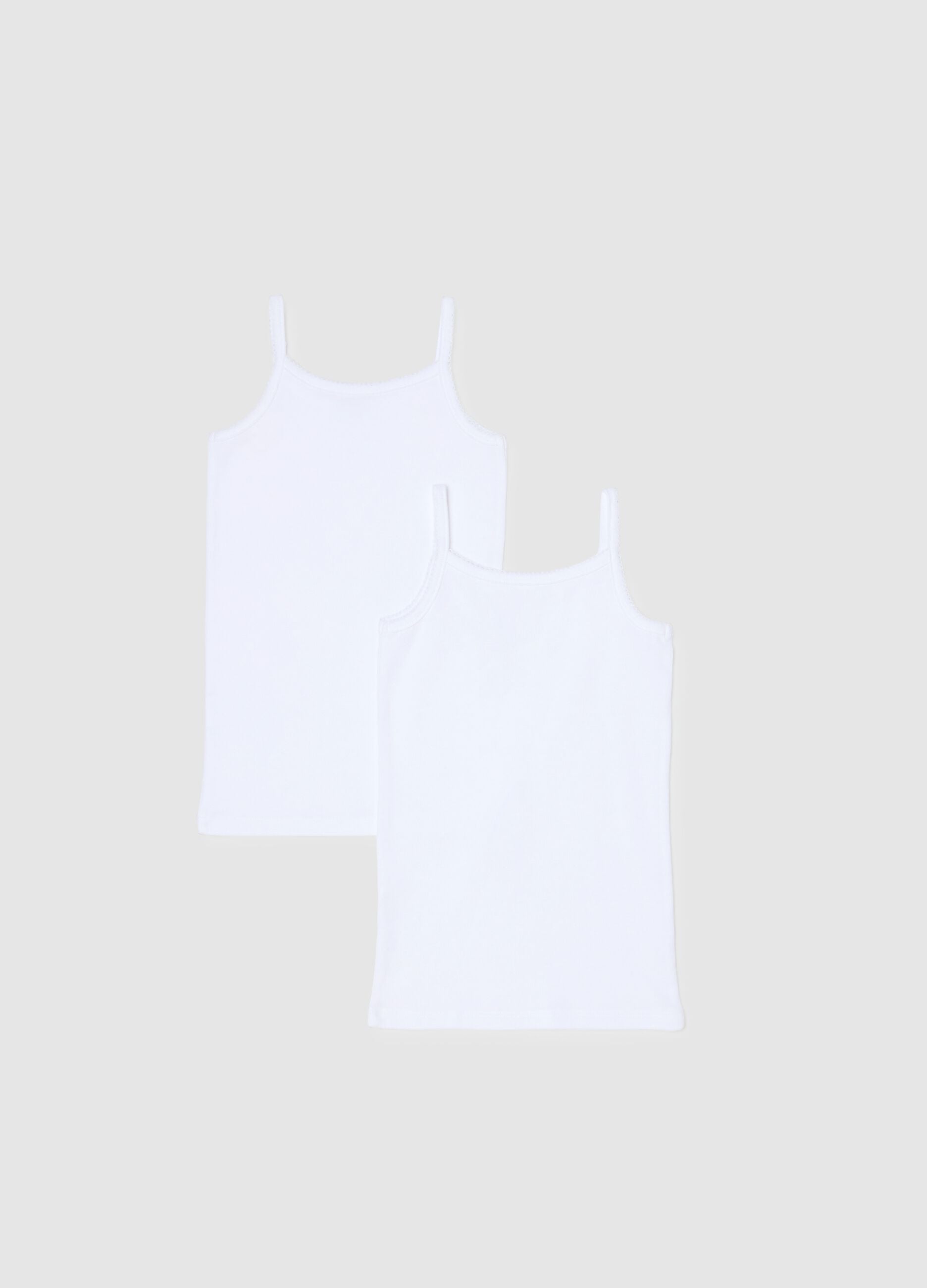 Twin pack of white girls' vests in pure cotton regular fit