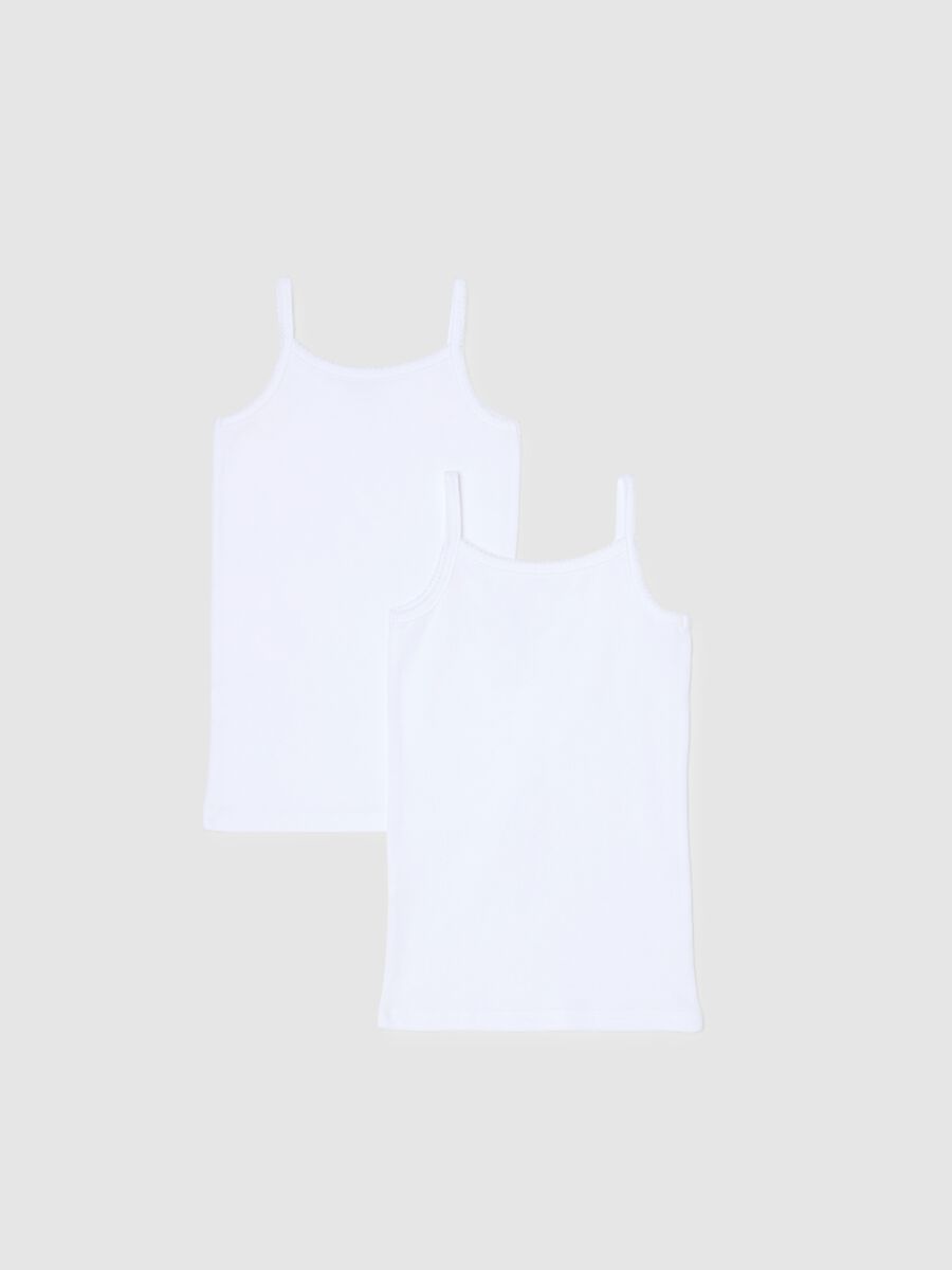 Twin pack of white girls' vests in pure cotton regular fit_1