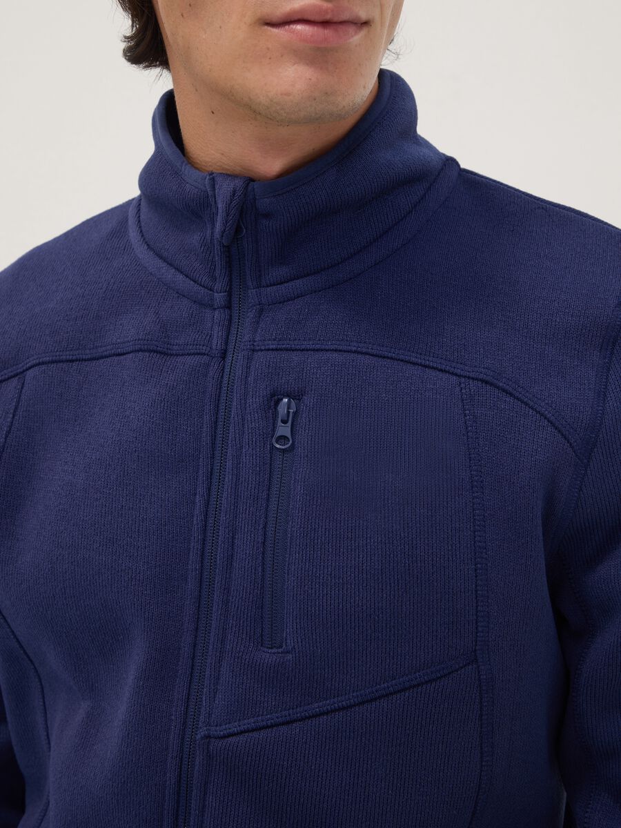 Blue full-zip sweatshirt with high neck and logo_2