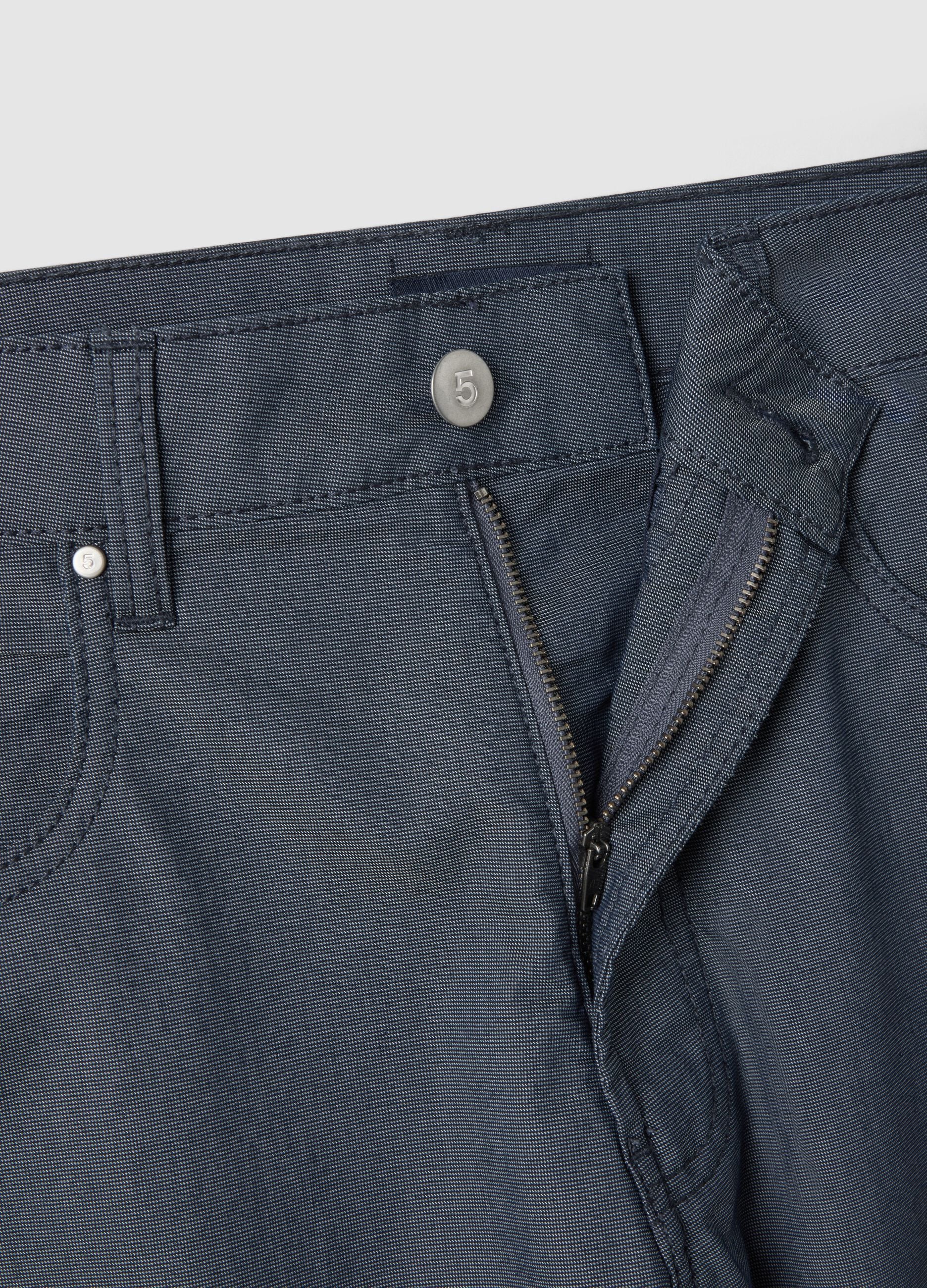 Slim fit blue stretch cotton blend chino trousers