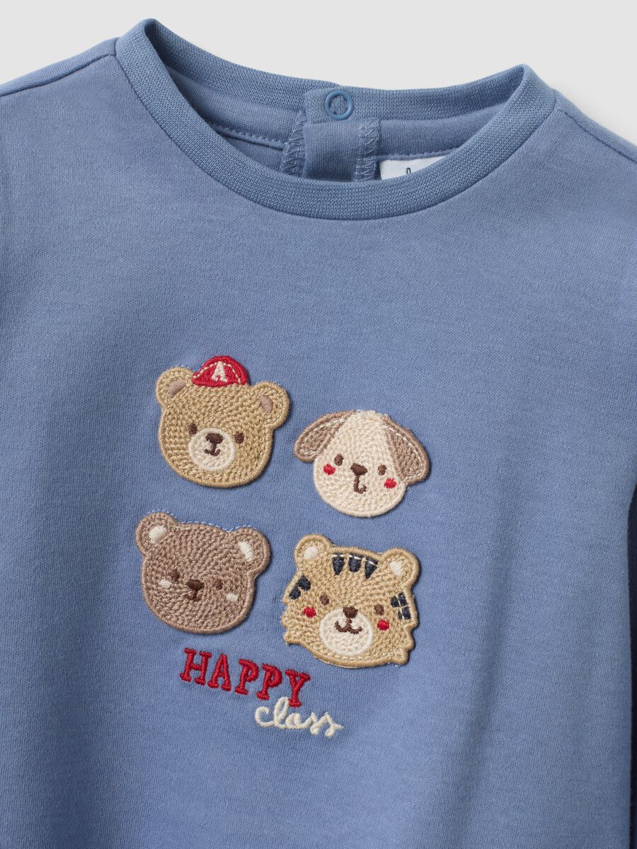 Blue long-sleeved baby top in pure organic cotton_2