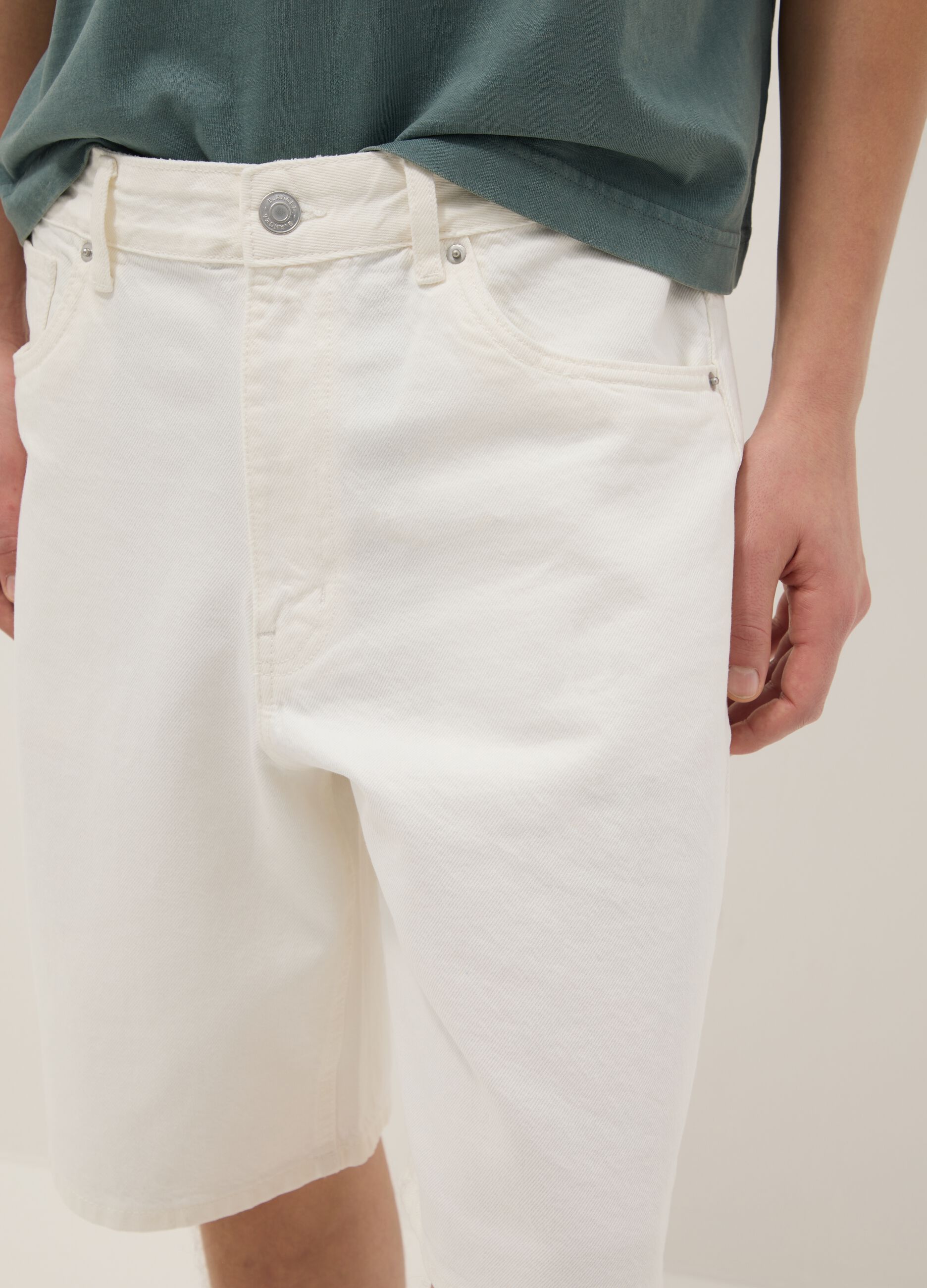 Baggy White Cotton Shorts