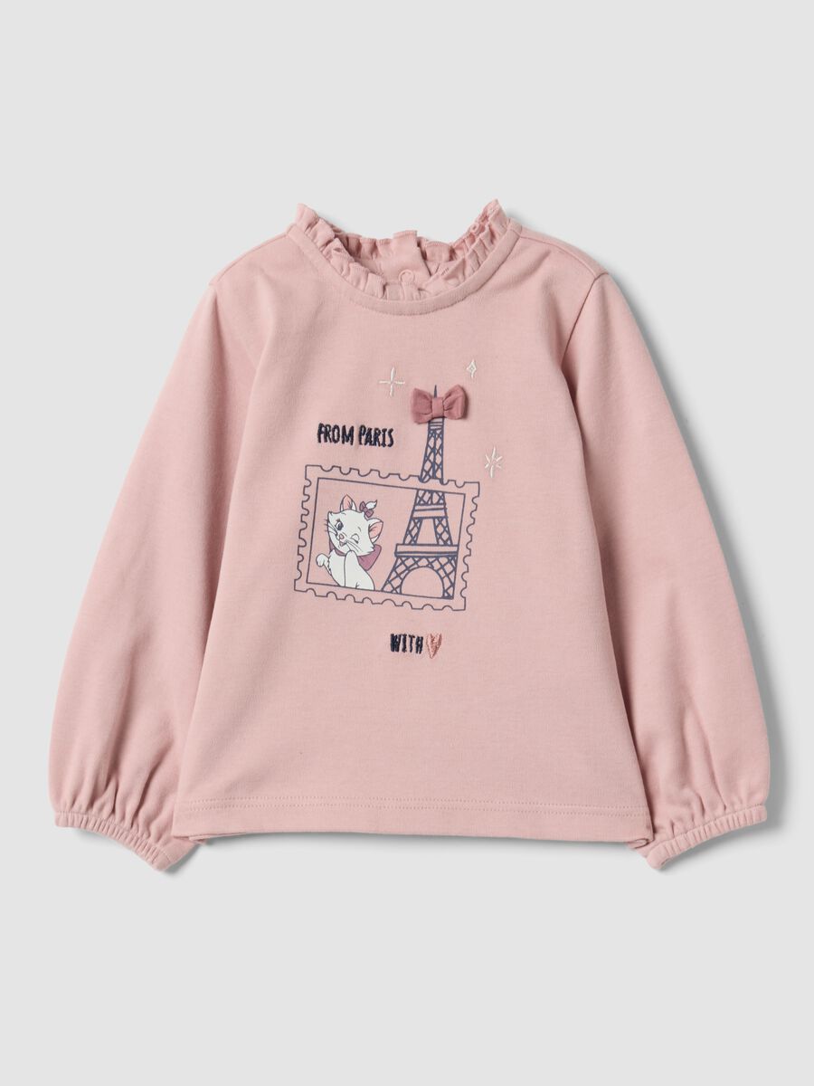 Pink organic cotton T-shirt with The Aristocats print for baby girl_0