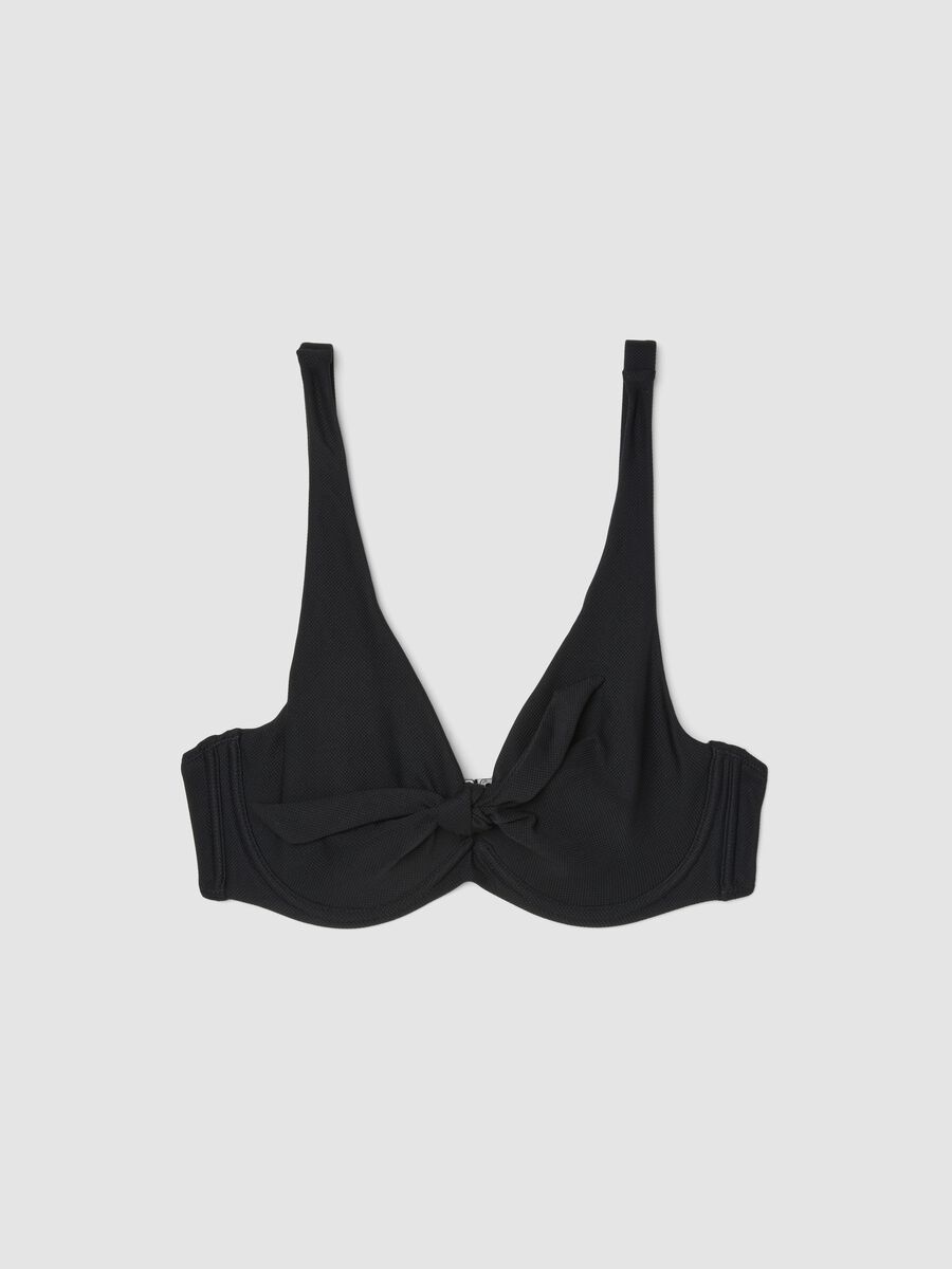 Black stretch bikini top with bow_4