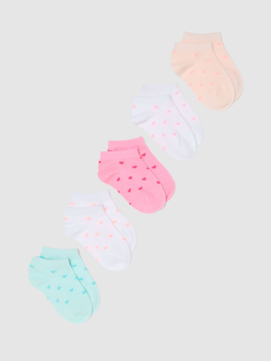Multipack of multicoloured cotton blend socks for girls with hearts_0