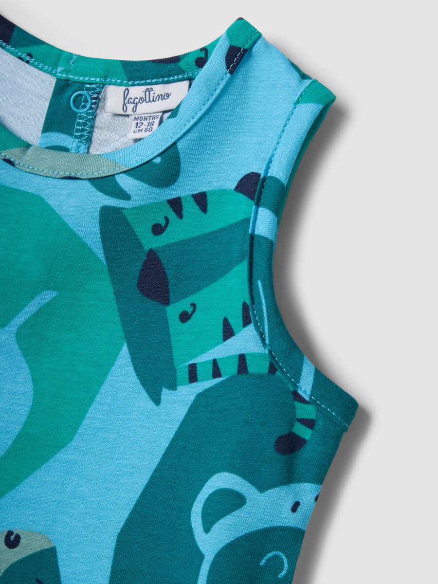 Canotta azzurra in puro cotone con stampa all over per bimbo regular fit_2