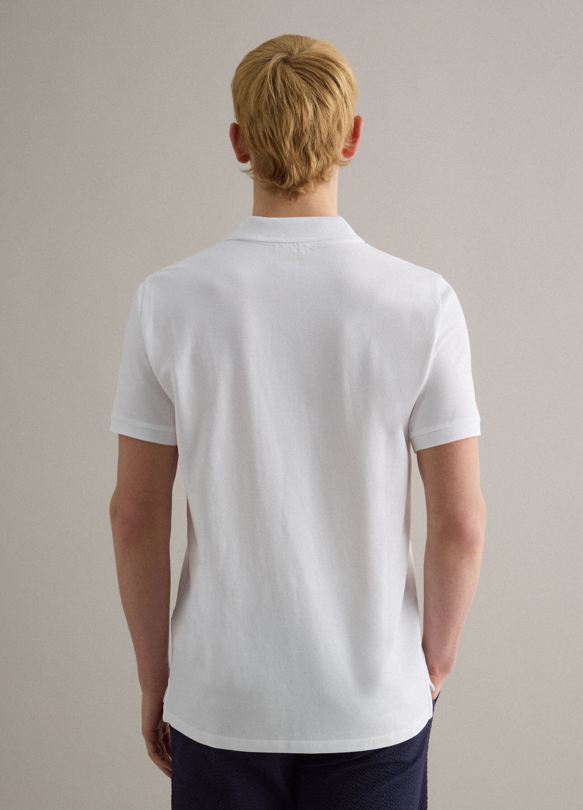 White Supima cotton polo shirt, regular fit
