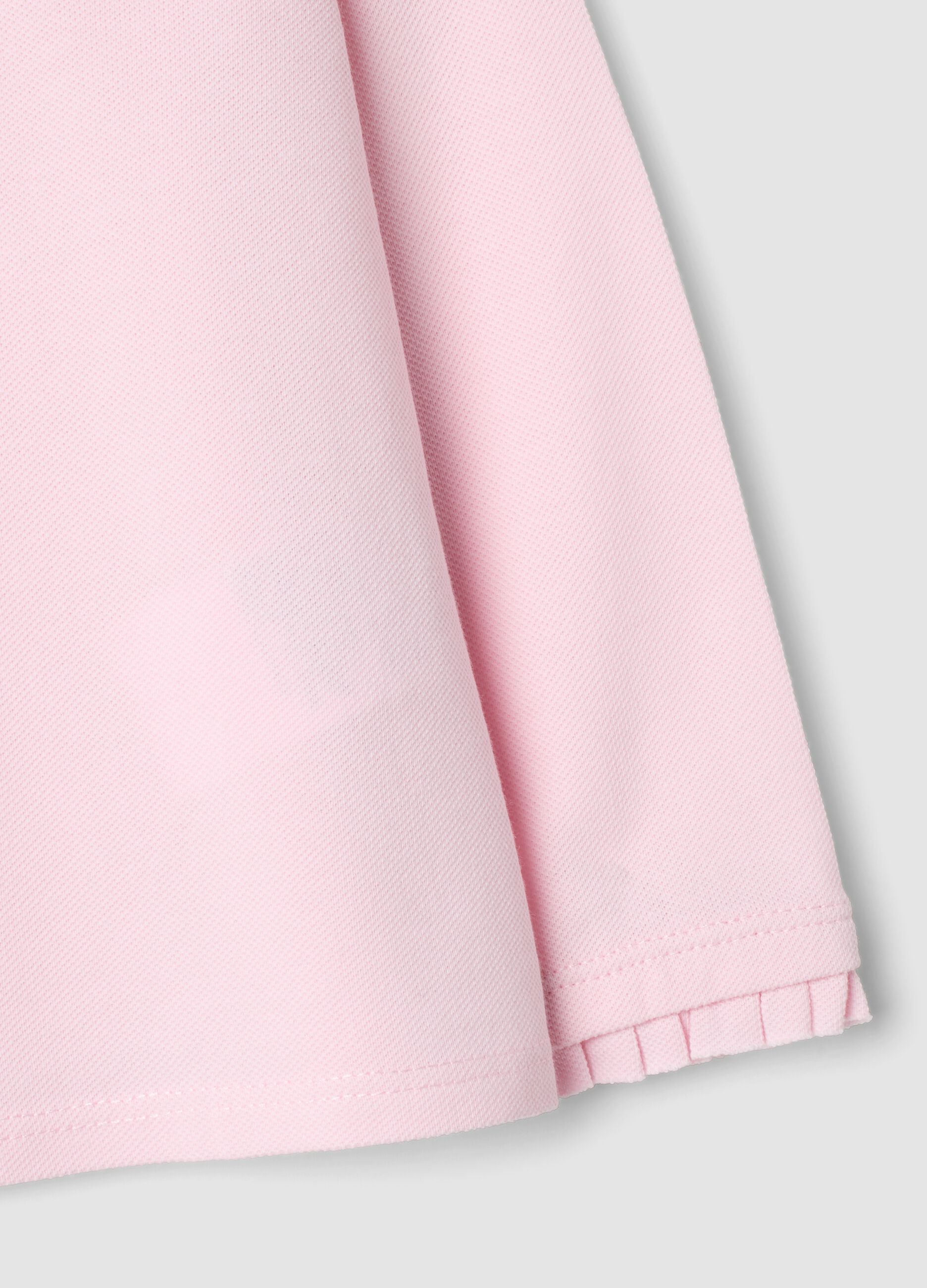Pink long-sleeve organic cotton polo shirt, regular fit, for baby girl