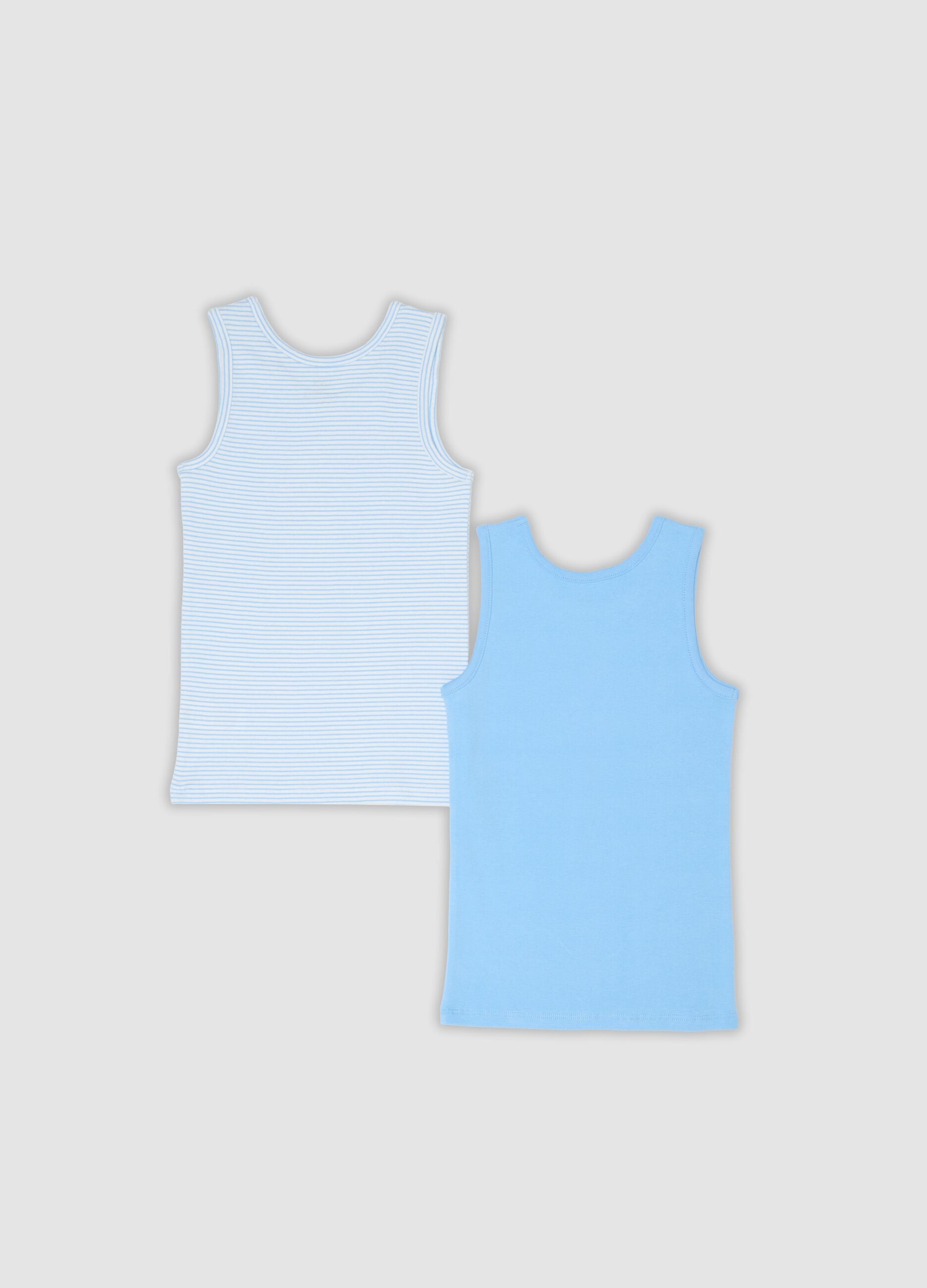 2-pack of blue organic cotton regular-fit vests for kids