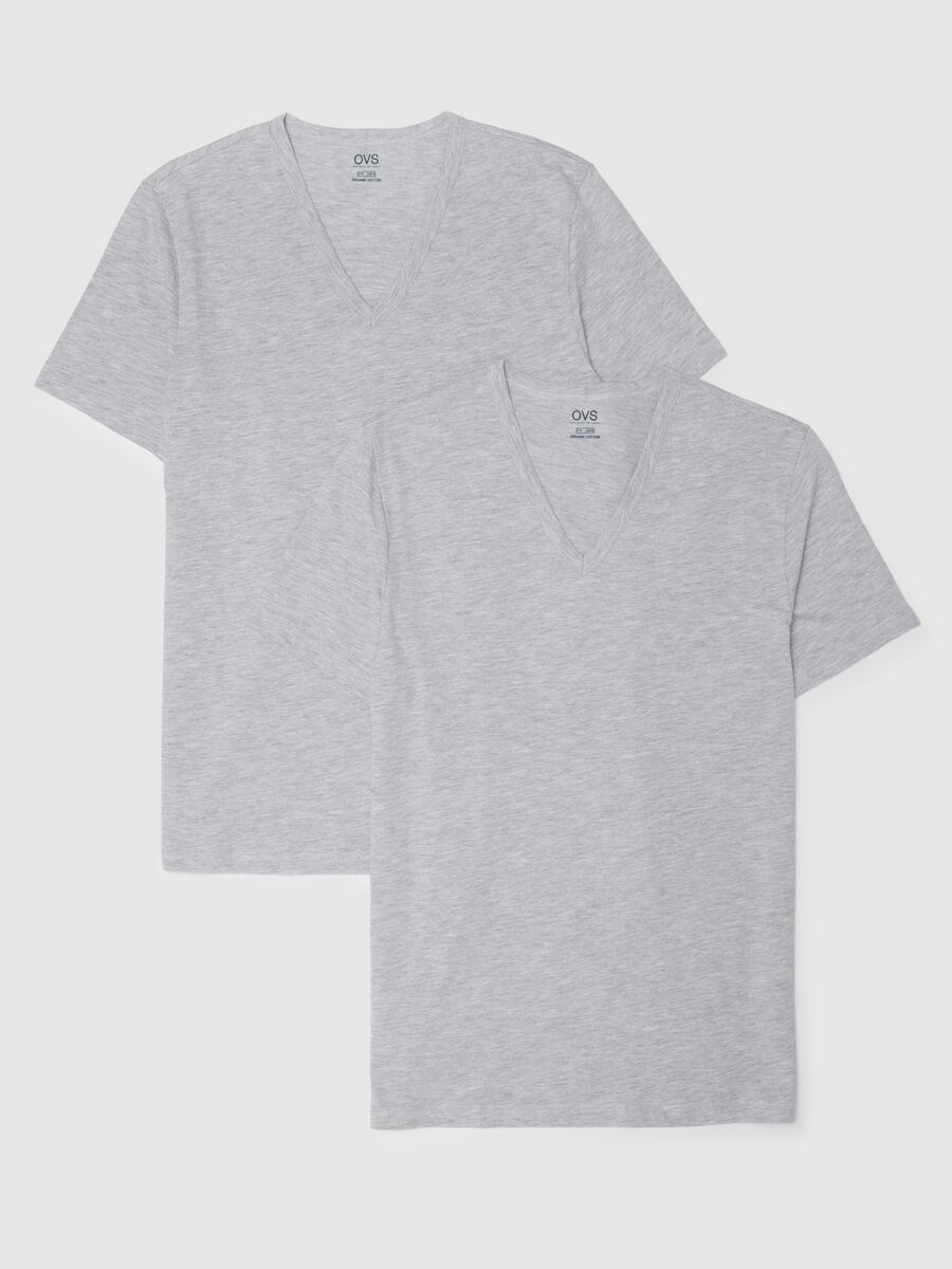 Men's grey V-neck cotton t-shirt twin pack, regular fit_4