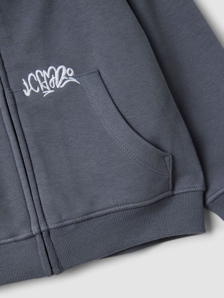 Grey cotton-blend hooded sweatshirt, regular fit, for boys_3