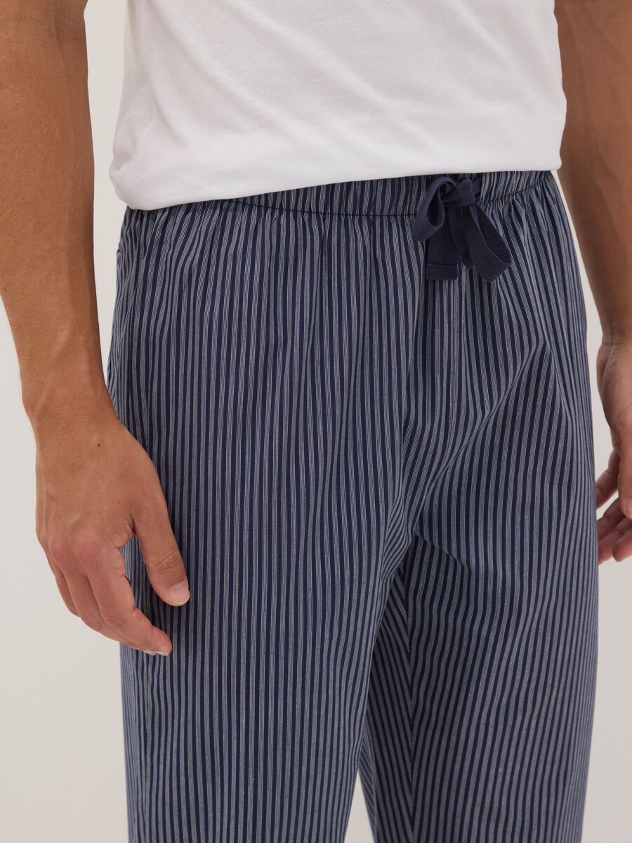 Blue striped organic cotton pyjama trousers_3
