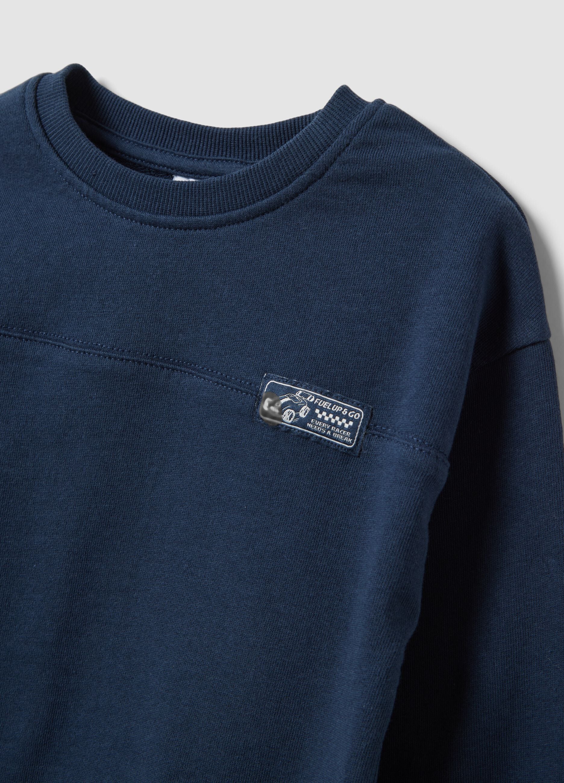 Blue oversized organic cotton crew-neck sweatshirt for baby boy