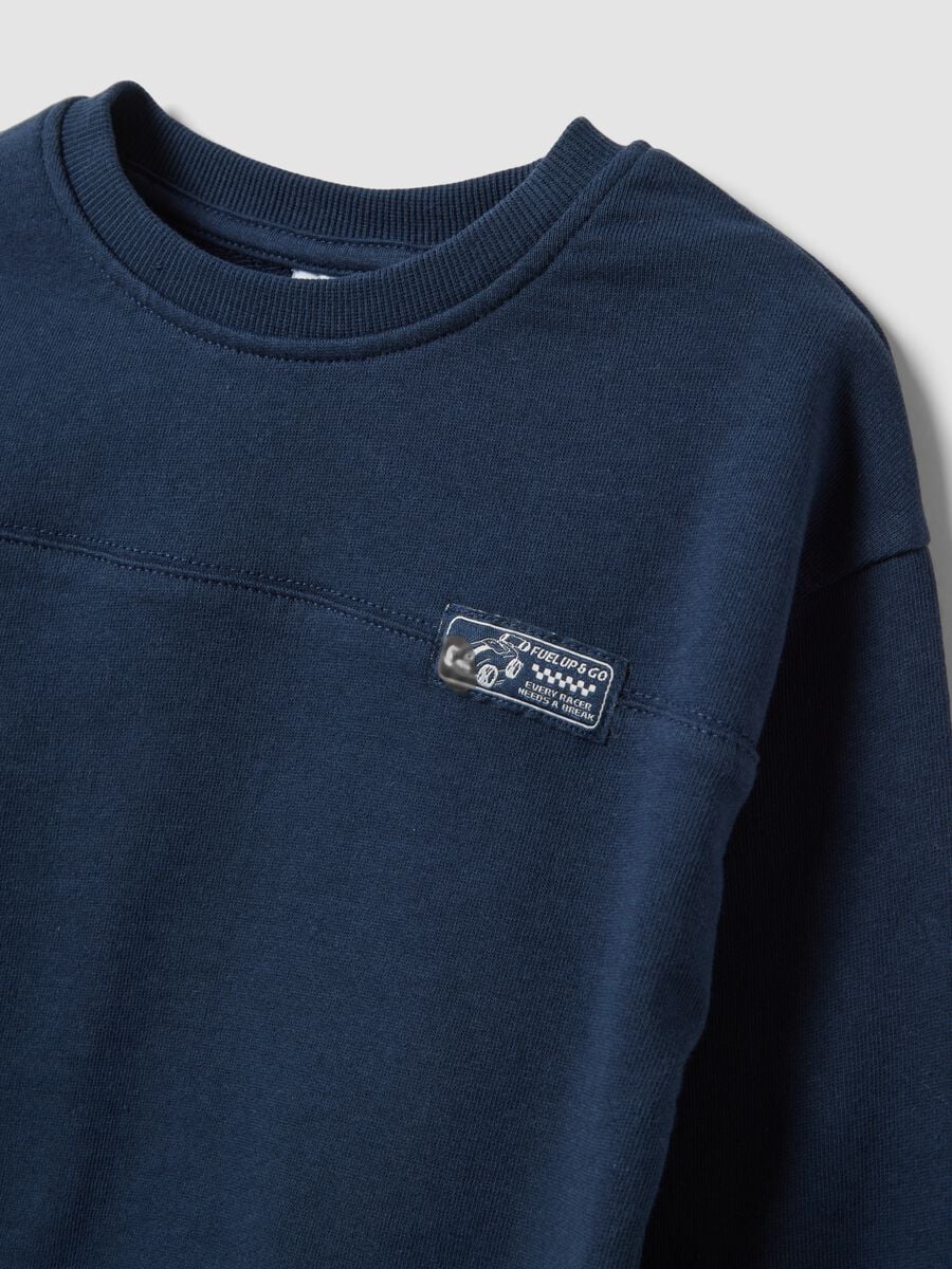 Blue oversized organic cotton crew-neck sweatshirt for baby boy_2