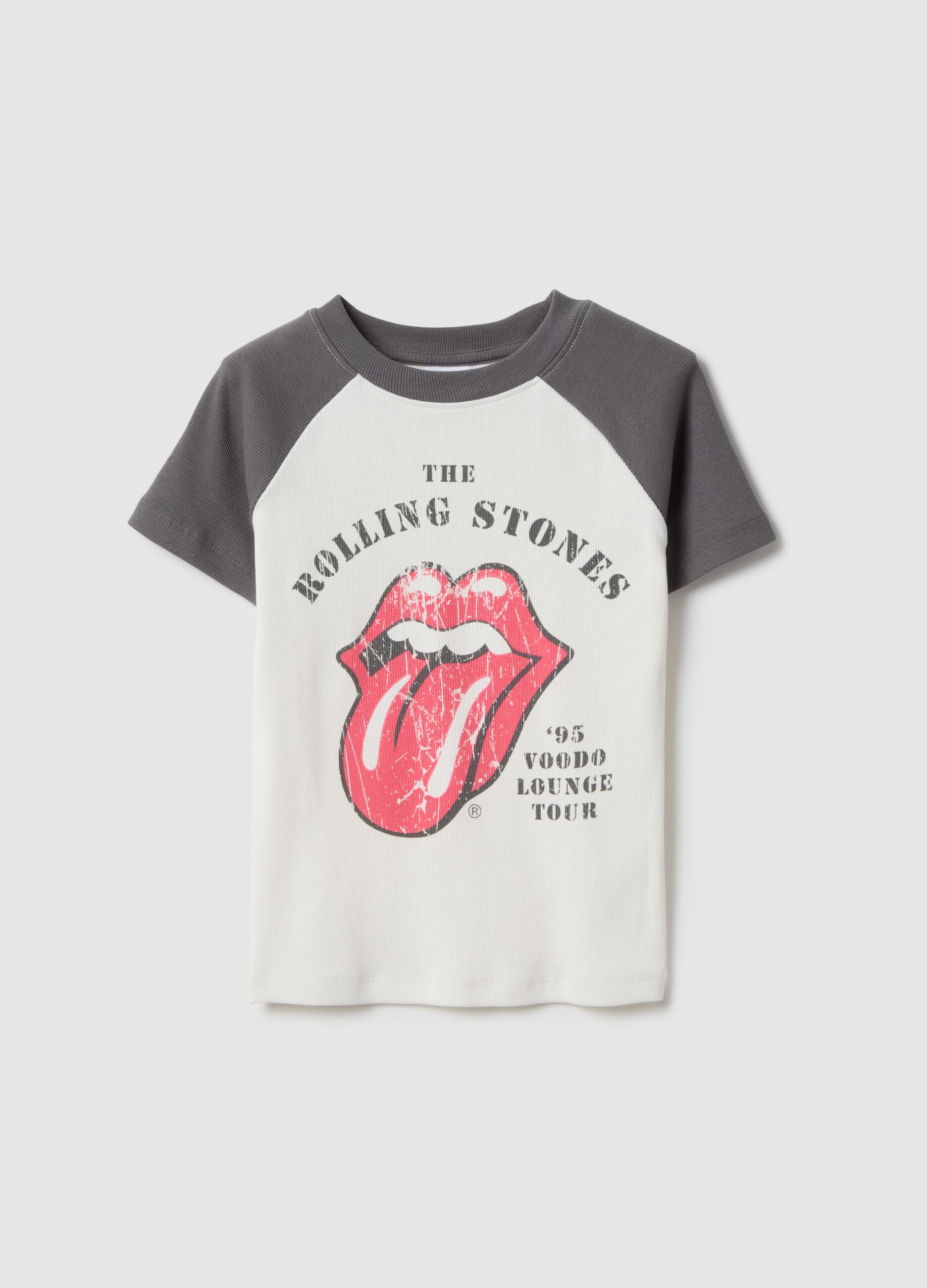 Multicolour pure cotton regular fit T-shirt with Rolling Stones print