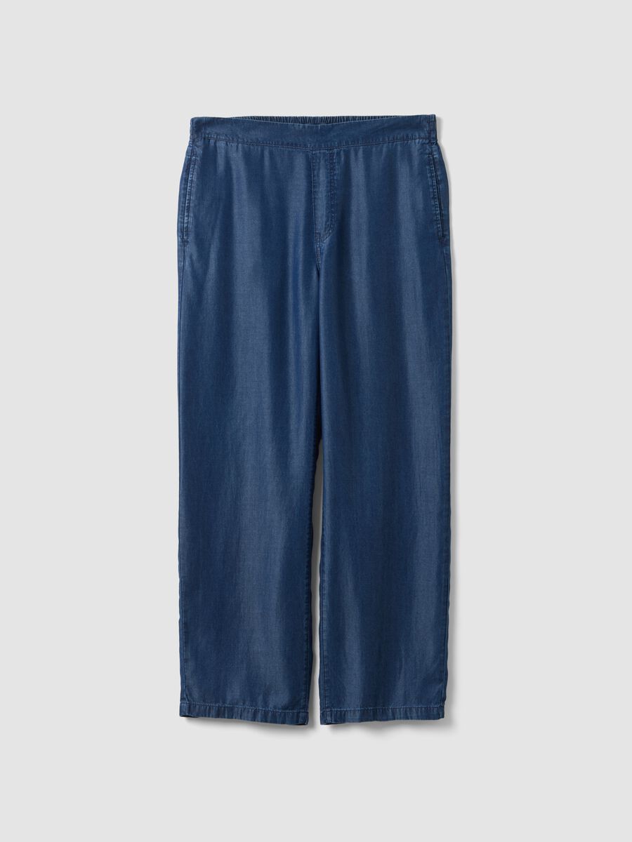 Pure Lyocell Blue Jogger Trousers with Regular Fit_4