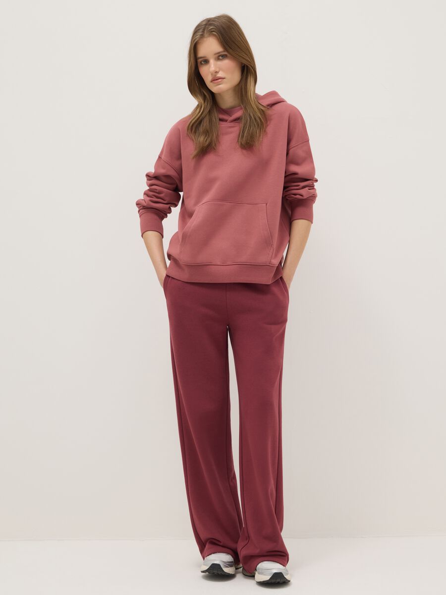 Felpa in misto cotone rosa scuro regular fit con cappuccio_1