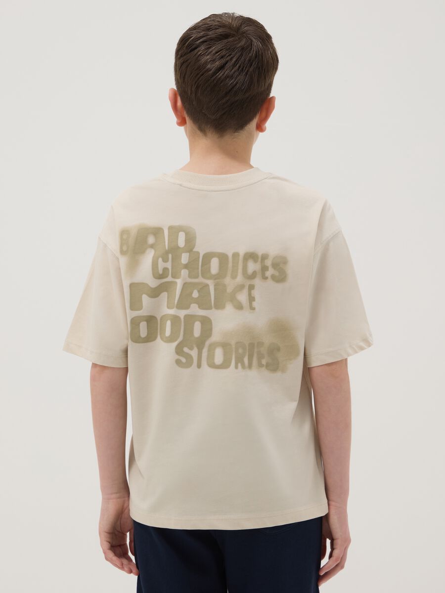 T-shirt in puro cotone beige oversize per ragazzi_2