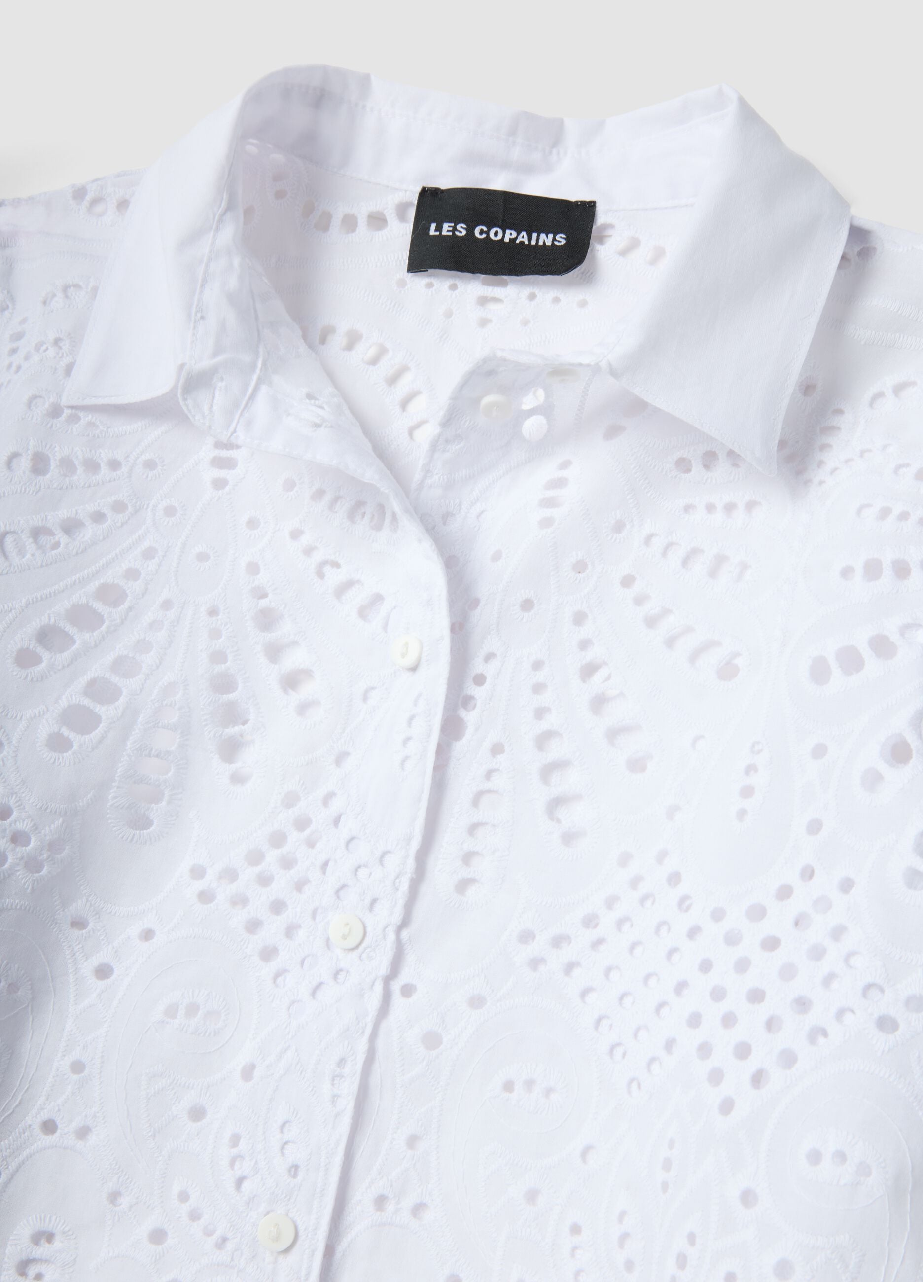White pure cotton broderie anglaise shirt