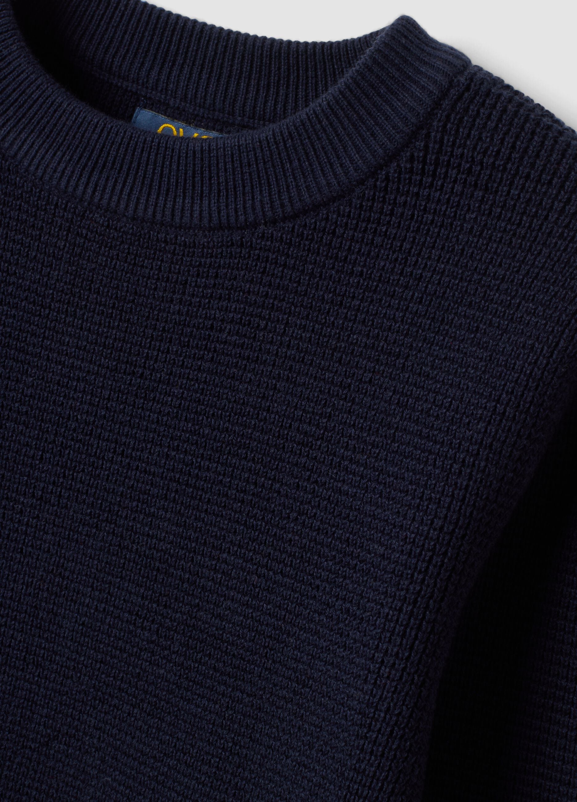 Blue cotton-blend crew-neck knitted jumper