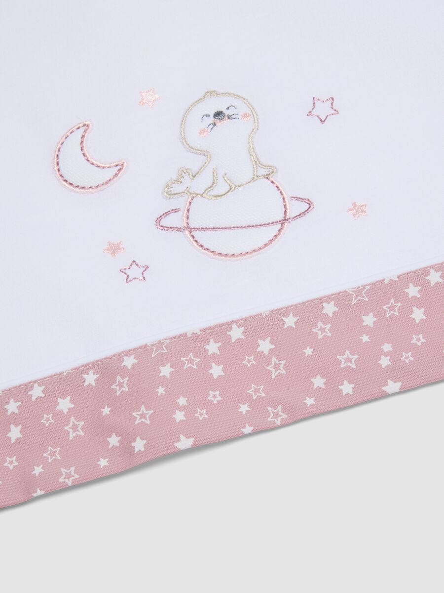 White and pink pure cotton baby girl sheet with star print_2
