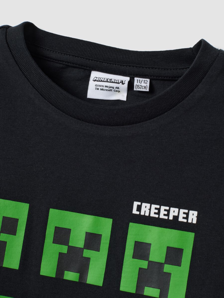 T-shirt nera in puro cotone con stampa Minecraft per ragazzo_5